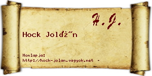 Hock Jolán névjegykártya