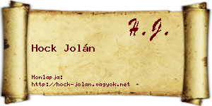 Hock Jolán névjegykártya
